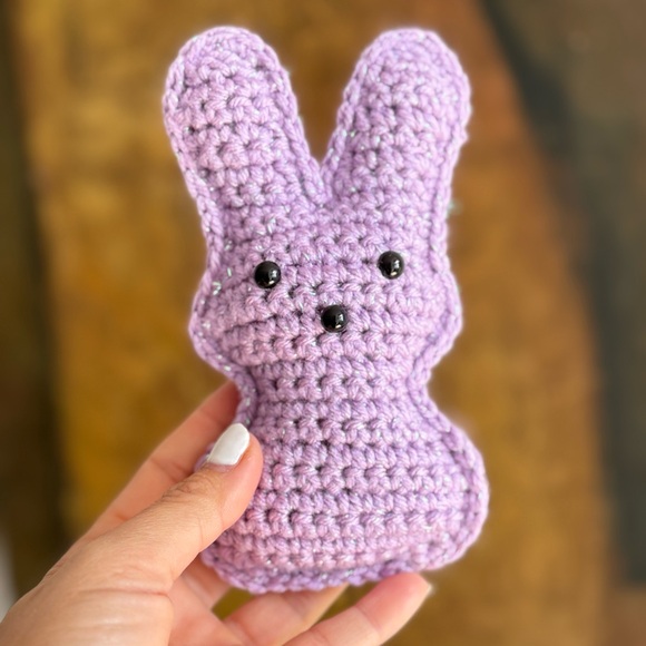 Handmade Crochet Bunny Peep Light lavender sparkle Amigurumi Easter Gift - Picture 2 of 7